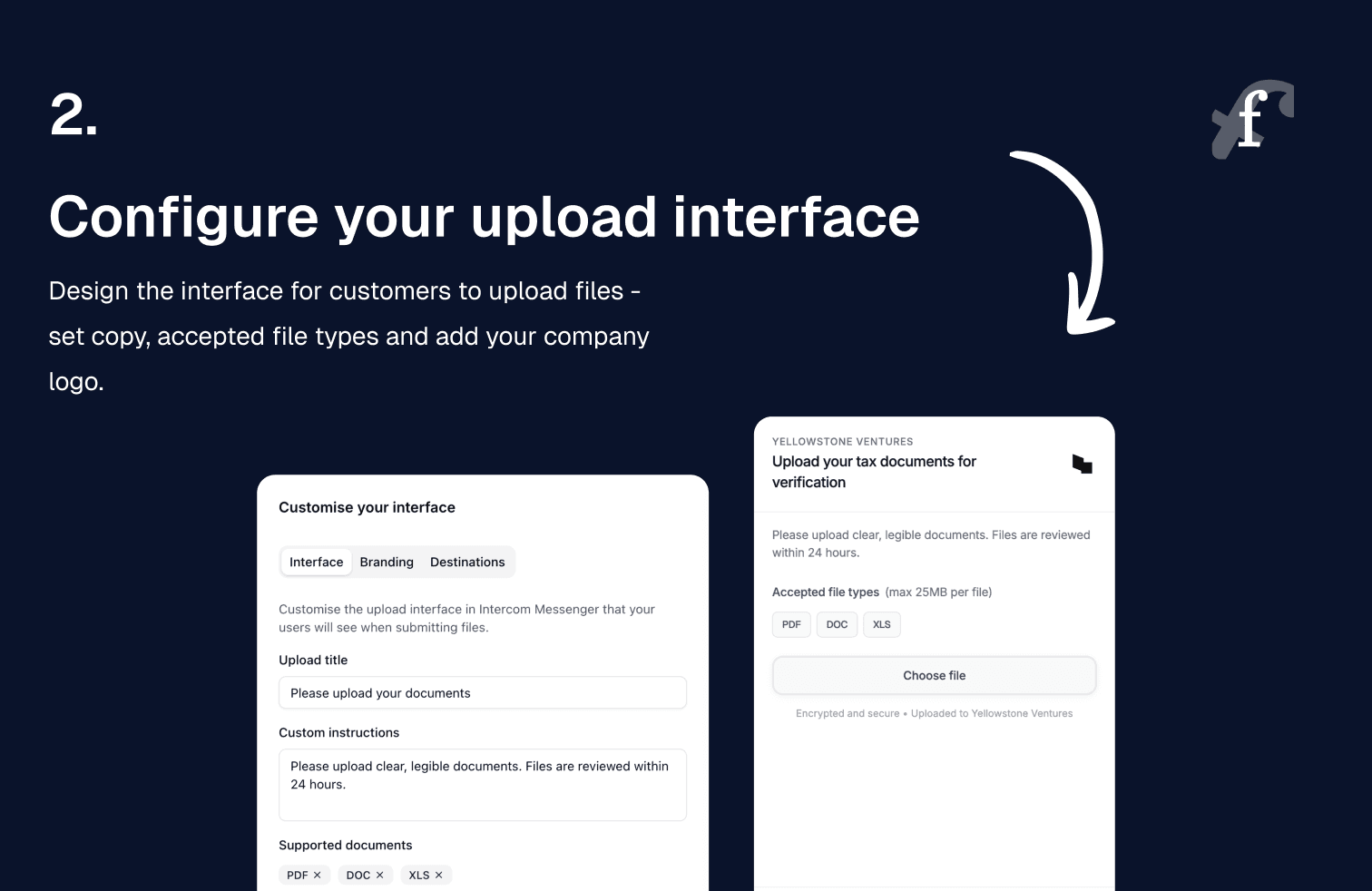 Dashboard showing upload interface customization and live preview