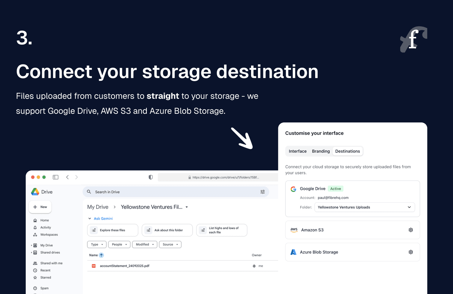 Dashboard showing upload interface customization and live preview
